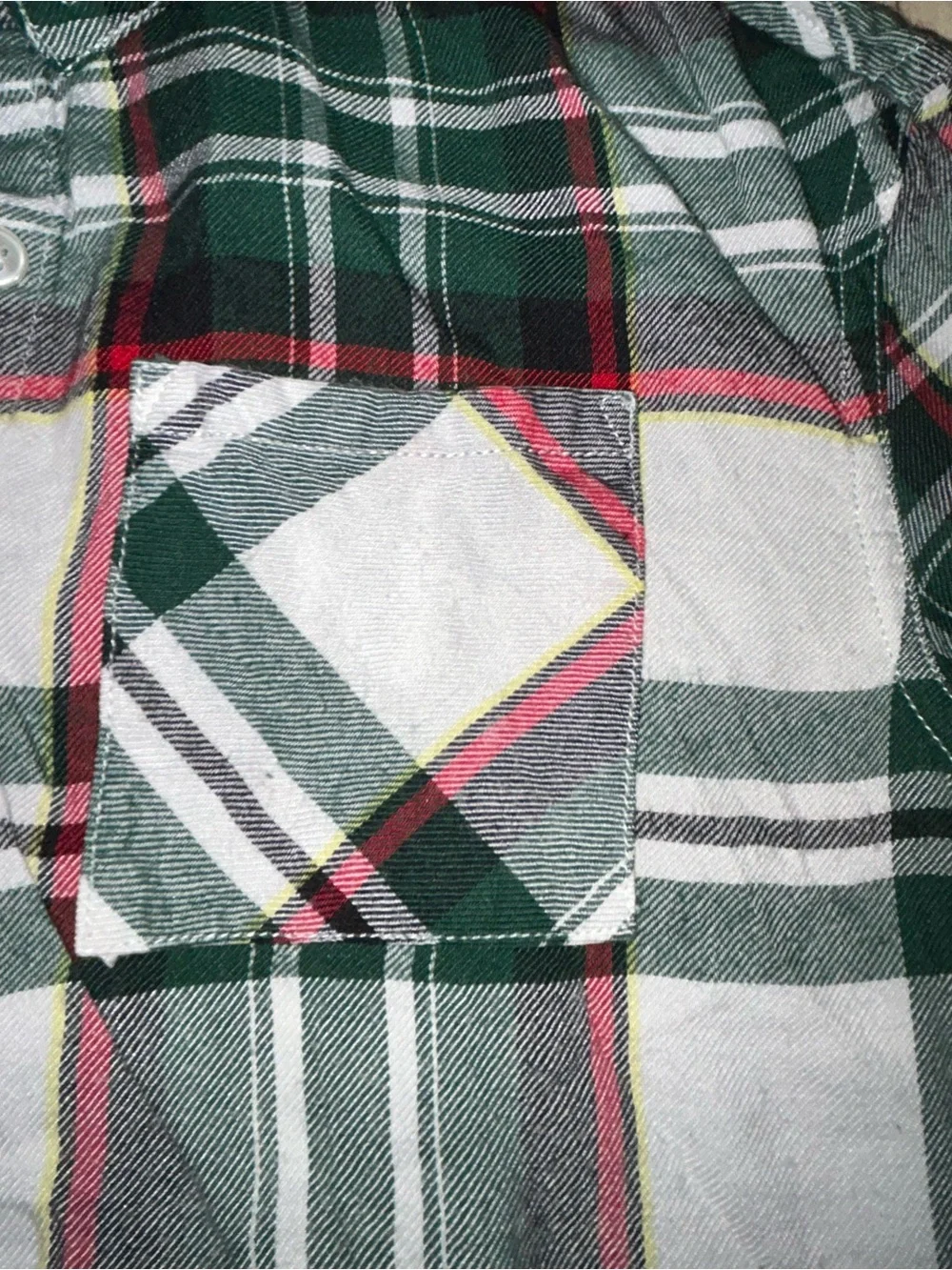 Justice Green & White Plaid Button-Down Shirt with Red Accents